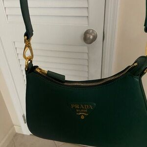 NIB Designer Inspired Dark Green Shoulder Bag with Gold Accents